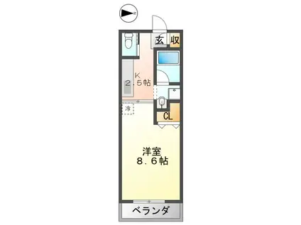 リネット花池I(1K/1階)の間取り写真