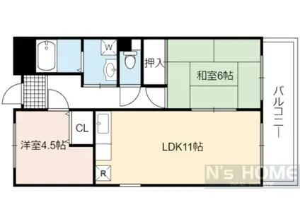 サンハイム今福(2LDK/1階)の間取り写真