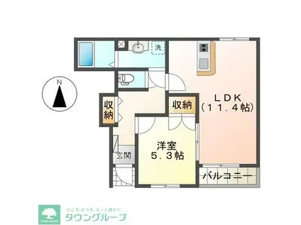 GODVALLEYII(1LDK/1階)の間取り写真