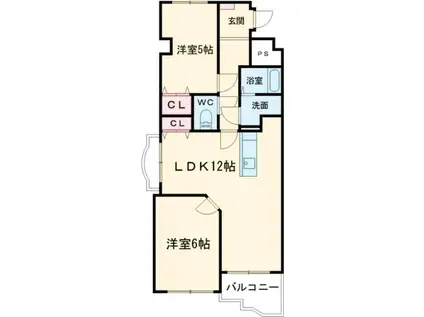 グランドゥール(2LDK/1階)の間取り写真