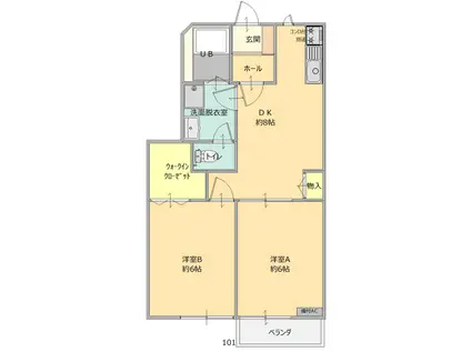 ハイツビューラ(2DK/1階)の間取り写真