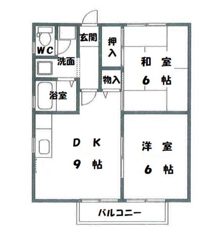 セジュール佐藤(2DK/2階)の間取り写真