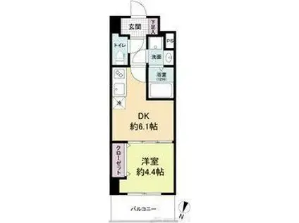 ライブガーデン江坂IX(1DK/6階)の間取り写真