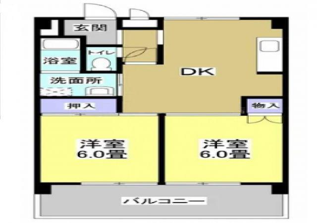 メゾンワシヅ(2DK/3階)の間取り写真