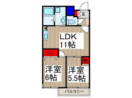 ガーデンハウス所沢(2LDK/3階)の間取り写真