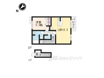 コンフォートK(1LDK/2階)の間取り写真