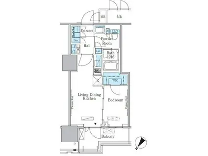 HARUMI FLAG PORT VILLAGE A棟(1LDK/14階)の間取り写真