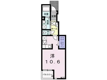 ハピネス ビレッジ 2(ワンルーム/1階)の間取り写真