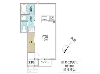 レーガベーネ勝田本町 I(ワンルーム/1階)の間取り写真