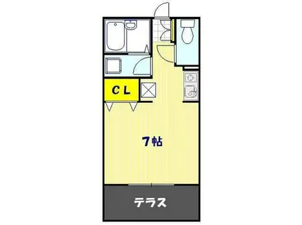 メランジュ・A(1K/1階)の間取り写真