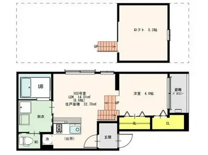 カーサ大楠(1LDK/1階)の間取り写真