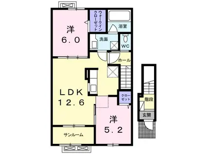 糸魚川ヒルズ A(2LDK/2階)の間取り写真