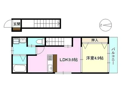 リノリノアパートメント美の里(1LDK/1階)の間取り写真