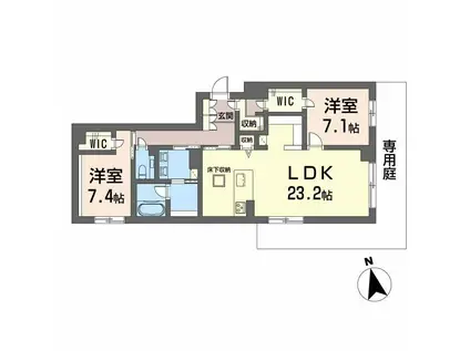 グランカルム足立(2LDK/1階)の間取り写真