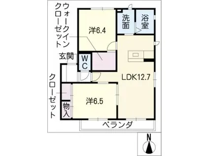 フォレスタ島間 B棟(2LDK/2階)の間取り写真