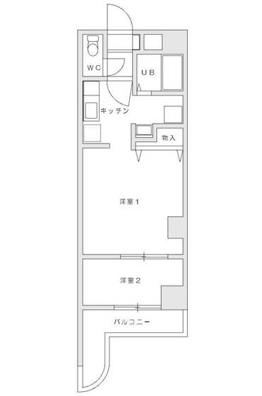 グリフィンコタニ(ワンルーム/2階)の間取り写真