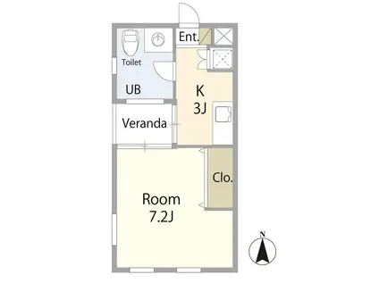 DICE(1K/1階)の間取り写真