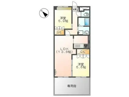 ラ・ファイン(2LDK/1階)の間取り写真