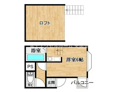 トアアルディー天美南(ワンルーム/2階)の間取り写真