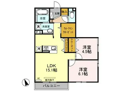 ロイヤルスクエア(2LDK/2階)の間取り写真