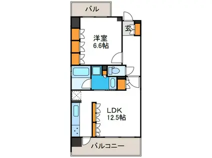 リーガル弁天町II(1LDK/8階)の間取り写真