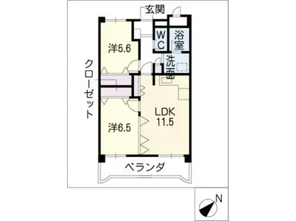 ウイング瀬木(2LDK/1階)の間取り写真