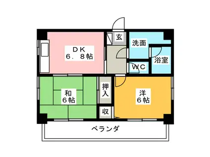 アイティーオー レジデンス元町(2DK/8階)の間取り写真