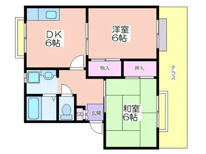ハイツヘリテージD棟(2DK/1階)の間取り写真