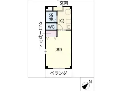 鈴鹿みらい(1K/3階)の間取り写真