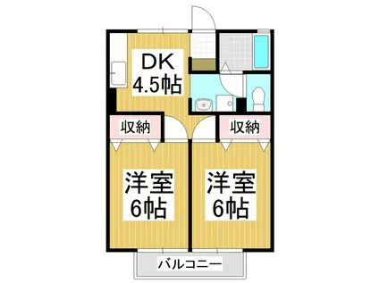 サニーハウスM(2K/1階)の間取り写真