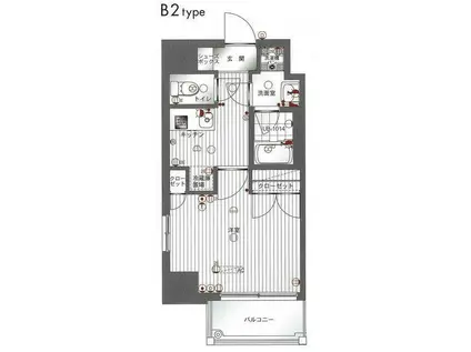 エンクレスト天神VI(1K/6階)の間取り写真