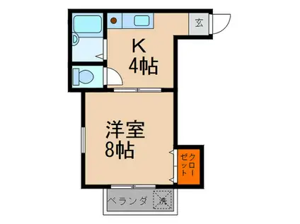 コーポ牧II(1K/2階)の間取り写真