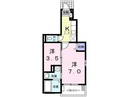 BELLE・88(1SK/1階)の間取り写真