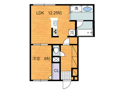グランソレイユ(1LDK/1階)の間取り写真