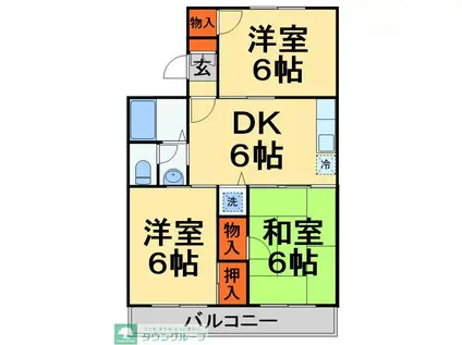 メゾンドールハマ一番館(3DK/3階)の間取り写真