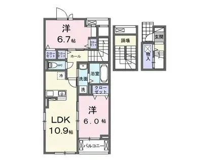 ベル グリシーヌ(2LDK/3階)の間取り写真