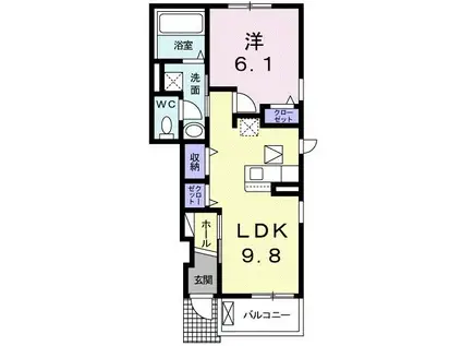 ニューサンパークII(1LDK/1階)の間取り写真