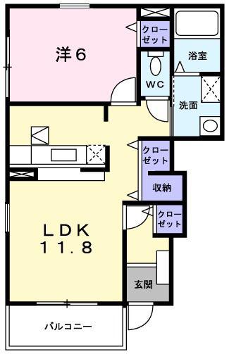 メゾン・ド・エクセラン(1LDK/1階)の間取り写真