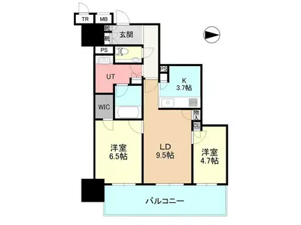 プレミストタワー新さっぽろ 1308号(2LDK/13階)の間取り写真
