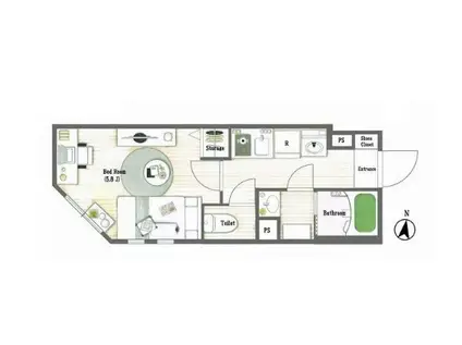 タスキSMART新宿(1K/4階)の間取り写真