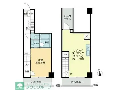 ライオンズフォーシア中野(1LDK/8階)の間取り写真