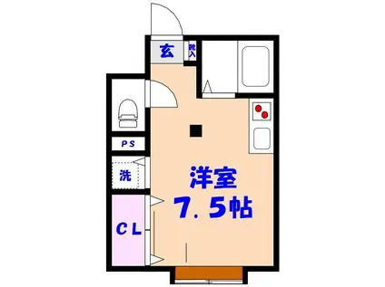 CASA25(ワンルーム/2階)の間取り写真