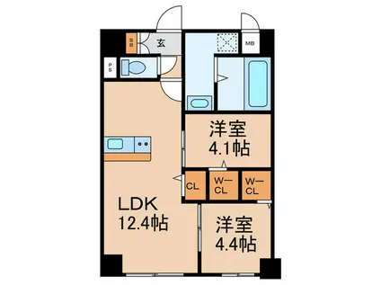 MYS CASETTA KURUME(1LDK/1階)の間取り写真