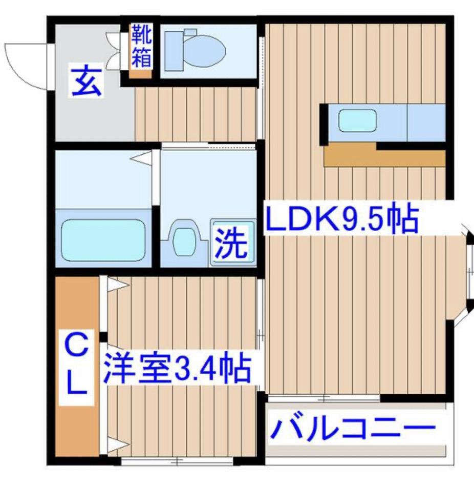 シャトルクレスト向山A(1LDK/2階)の間取り写真