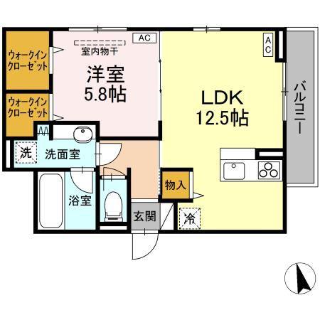 D-ROOM野田町(1LDK/3階)の間取り写真