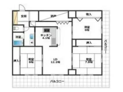 パークヒルズオーカ(3LDK/2階)の間取り写真