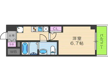 SERENITE本町REFLET(1K/5階)の間取り写真