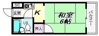 アイリー天美(1K/1階)の間取り写真