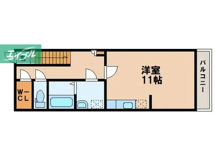 光ヒルズ三野(1K/2階)の間取り写真