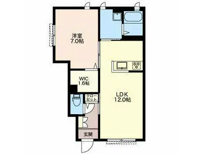 ベルヴィ駒越(1LDK/1階)の間取り写真